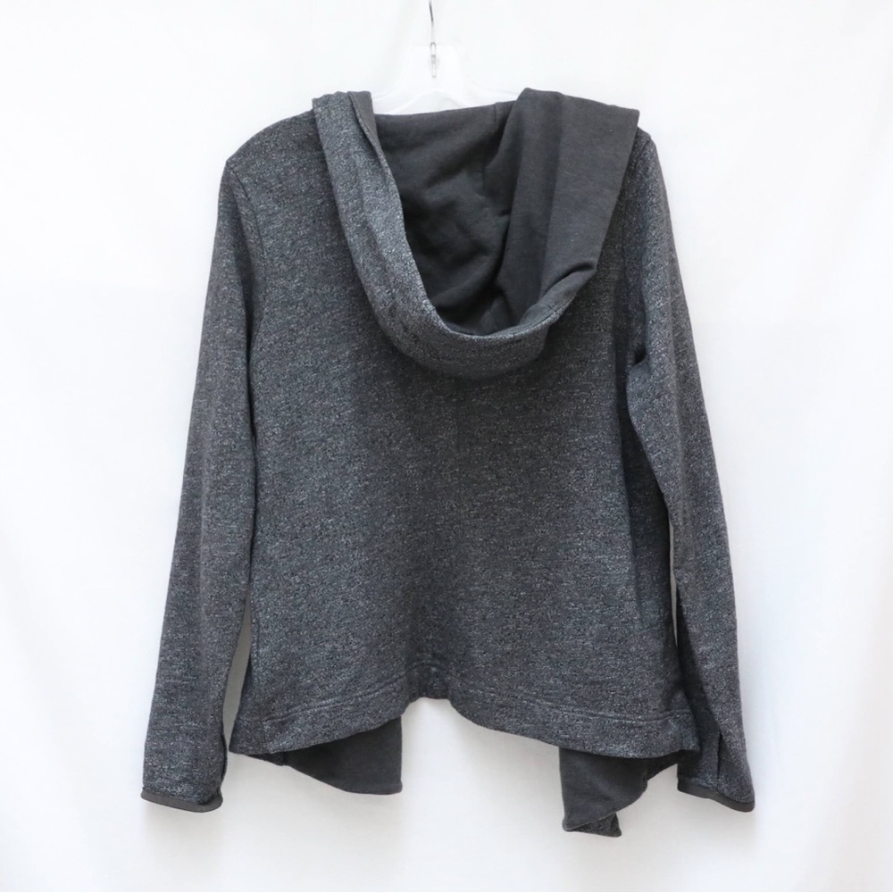 The North Face Spell Out Hooded Open Front Cardigan Sweater Gray XL cotton hike - Picture 3 of 11